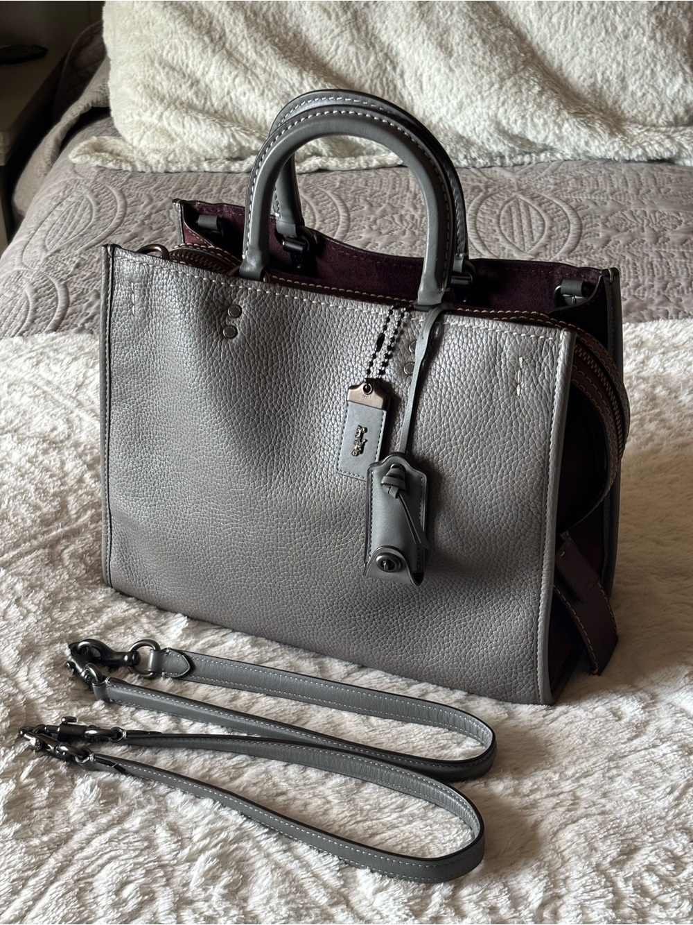 Coach Rogue 30 in Gray/Oxblood